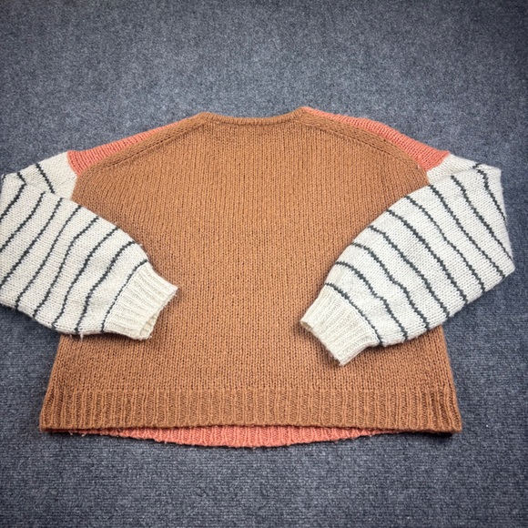 MADEWELL Women’s Balloon-Sleeve Pullover Sweater Colorblock peach/brown - Medium - Picture 3 of 8